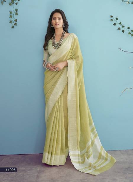 Green Colour Aarzoo Lakhanwavi Silk Rajyog New Latest Soft Linen Saree Collection 44005